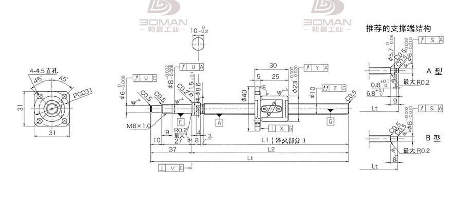 KURODA GP1002DS-EAFR-0320B-C3F 黑田精工滚珠丝杆型号